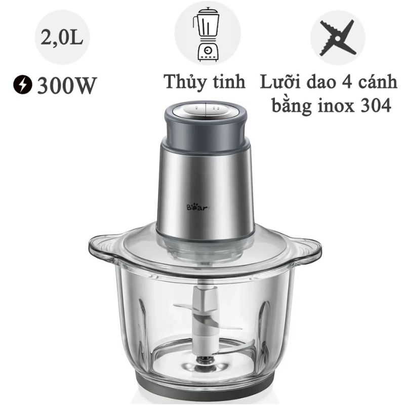 Máy xay thịt đa năng Bear QSJ-B03Y7 2.0 Lít 3 Máy xay thịt đa năng Bear QSJ-B03Y7 2.0 Lít