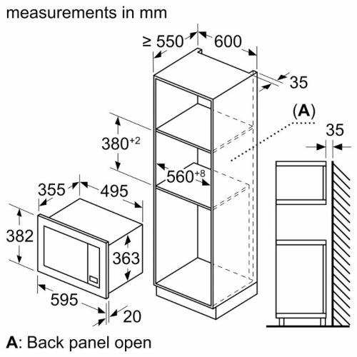 Lò vi sóng Bosch BEL653MB3 9 Kích thước lò vi sóng Bosch BEL653MB3