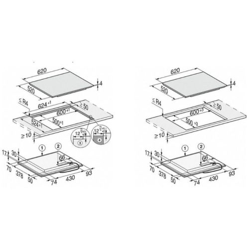 Bếp từ Miele 4 vùng nấu KM 7464 FL lắp âm 7 Kích thước bếp từ Miele 4 vùng nấu KM 7464 FL lắp âm