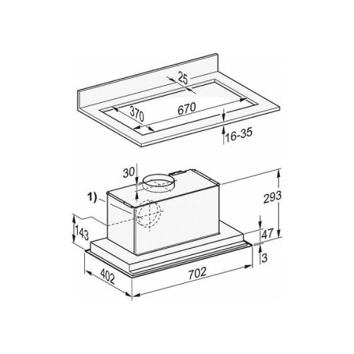 Máy hút mùi âm trần Miele DA 2578-70cm 7 Kích thước máy hút mùi âm trần Miele DA 2578-70cm