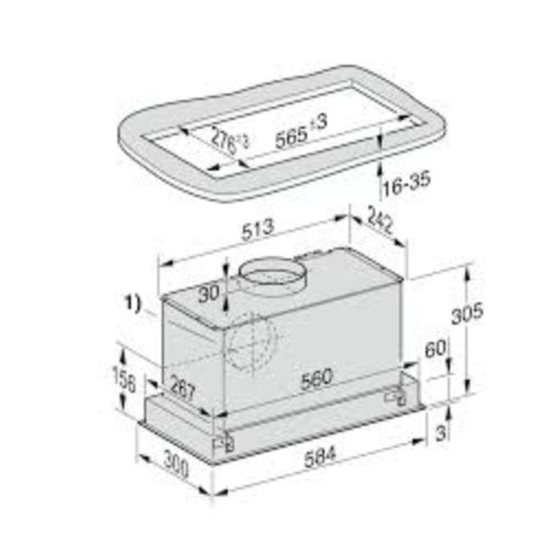 Máy hút mùi âm trần Miele DA 2668-60cm 7 Kích thước máy hút mùi âm trần Miele DA 2668-60cm