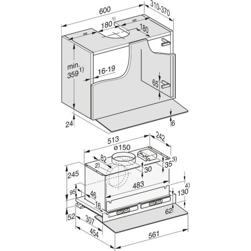Máy hút mùi âm tủ Miele DAS 4640 7 Kích thước máy hút mùi âm tủ Miele DAS 4640