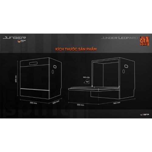 Máy rửa bát độc lập Junger Leopard DWJ-100 9 Kích thước máy rửa bát độc lập Junger Leopard DWJ-100
