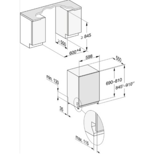 Máy rửa bát Miele G 7460 6 Kích thước máy rửa bát Miele G 7460