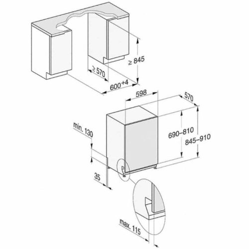 Máy rửa bát Miele G 7985 7 Kích thước máy rửa bát Miele G 7985