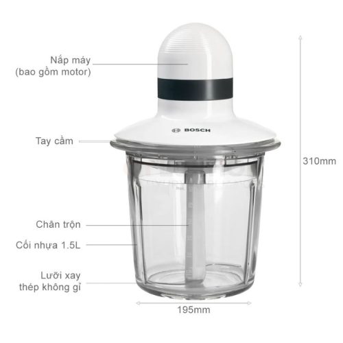 Máy xay thịt Bosch 1.5L MMR15A1 7 Kích thước máy xay thịt Bosch 1.5L MMR15A1