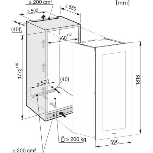 Tủ rượu Miele KWT 6722 iGS-1 7 Kích thước tủ rượu Miele KWT 6722 iGS-1