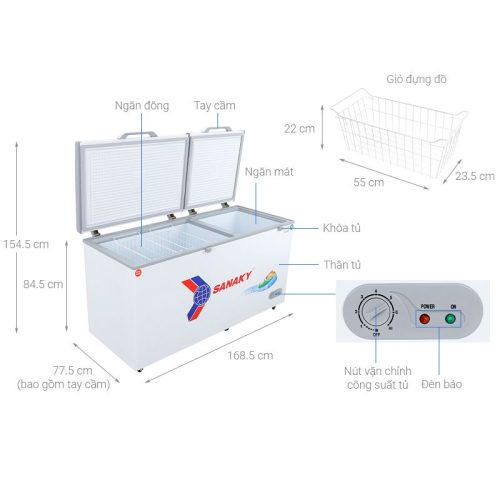 Tủ đông Sanaky 485 lít VH6699W1 9 Kích thước Tủ đông Sanaky 485 lít VH6699W1