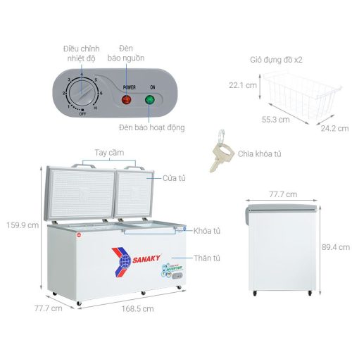 Tủ đông Sanaky Inverter 485 lít VH6699W3 9 Kích thước Tủ đông Sanaky Inverter 485 lít VH6699W3