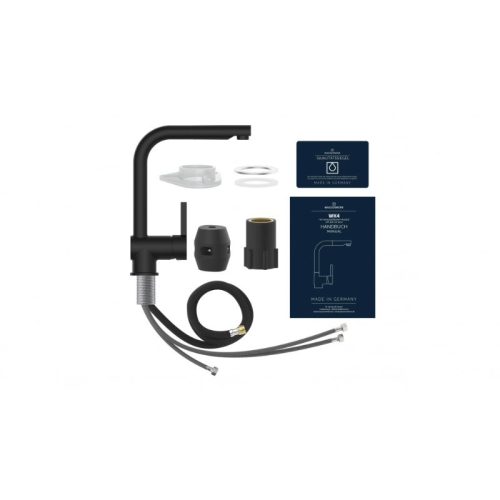 Chi tiết vòi rửa bát Wasserwerk WK 4 Black 700416 màu đen có dây rút