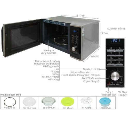 Lò vi sóng có nướng Samsung MG28J5255US/SV 28L 9 Kích Thước Lò vi sóng có nướng Samsung MG28J5255US/SV 28L