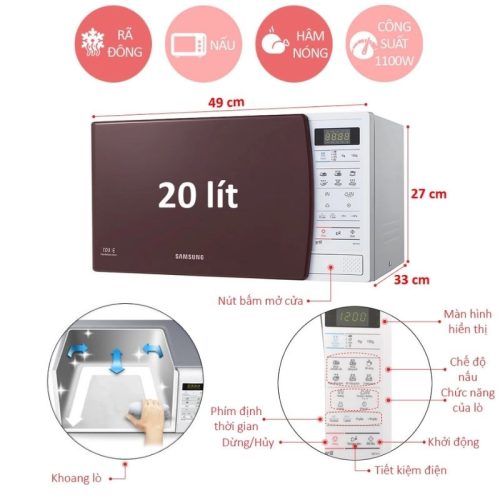 Lò vi sóng Samsung GE731K/XSV 9 Kích Thước Lò vi sóng Samsung GE731K/XSV