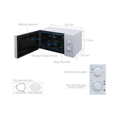 Lò vi sóng Samsung ME71A/SV 20 lít 9 Kích Thước Lò vi sóng Samsung ME71A/SV 20 lít