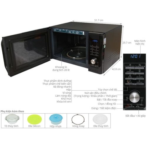 Kích Thước Lò vi sóng Samsung MS28J5255UB/SV 28 lít