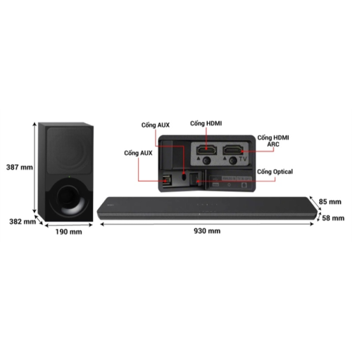 Loa SoundBar Sony HT-X9000F//MSP1 7 Kích thước Loa SoundBar Sony HT-X9000F//MSP1