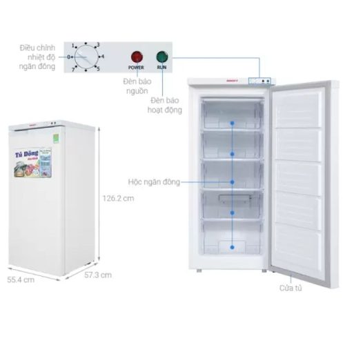 Tủ đông đứng Sanaky VH180VD 150 lít 9 Kích Thước Tủ đông đứng Sanaky VH180VD 150 lít