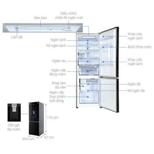 Tủ lạnh Samsung Inverter 307 lít RB30N4190BU/SV 9 Kích Thước Tủ lạnh Samsung Inverter 307 lít RB30N4190BU/SV