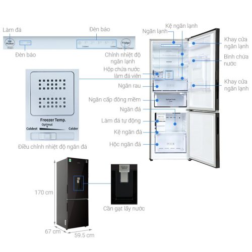 Tủ lạnh Samsung Inverter 307 lít RB30N4190BY/SV 9 Kích Thước Tủ lạnh Samsung Inverter 307 lít RB30N4190BY/SV