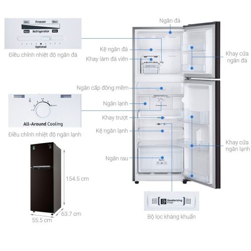 Tủ lạnh Samsung Inverter 236 lít RT22M4032BY/SV 9 Kích Thước Tủ lạnh Samsung Inverter 236 lít RT22M4032BY/SV