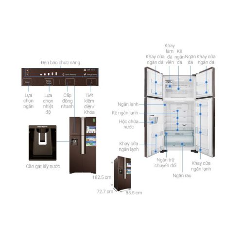 Tủ lạnh Hitachi Inverter 540 lít R-FW690PGV7 GBW 9 Kích thước tủ lạnh Hitachi Inverter 540 lít R-FW690PGV7 GBW