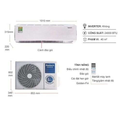 Máy lạnh Reetech 2.5 HP RT24-TB-BT/RC24-TB-BT 7 Kích thước máy lạnh Reetech 2.5 HP RT24-TB-BT/RC24-TB-BT