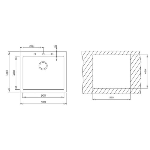Chậu đá lắp nổi 1 hộc rửa Teka FORSQUARE 50.40 TG 115230005 5 kich thuoc chau da lap noi 1 hoc rua teka forsquare 50 40 tg 115230005