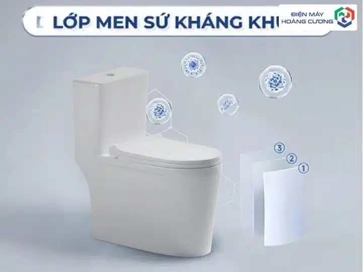 Bồn cầu một khối Hafele 588.82.439 14 Bồn cầu một khối Hafele 588.82.439 lớp men kháng khuẩn