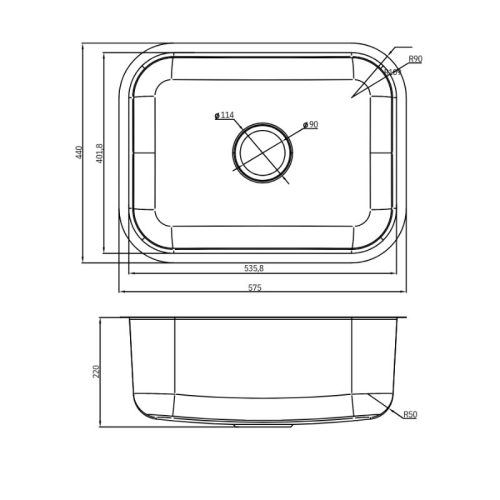 Chậu rửa bát Konox Tari 5744SM 9 kich thuoc chau rua bat konox tari 5744sm