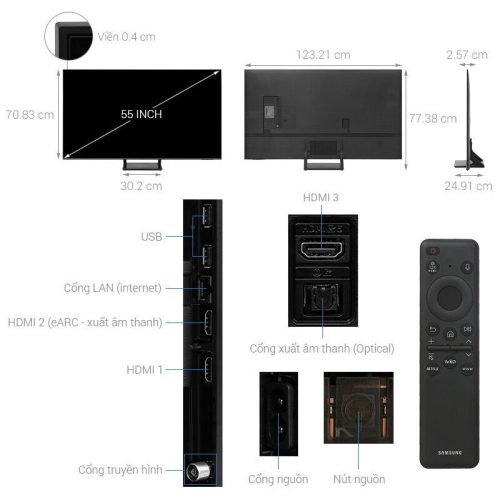 Smart Tivi QLED Samsung 4K 55 inch QA55Q65D 9 kich thuoc smart tivi qled samsung 4k 55 inch qa55q65d