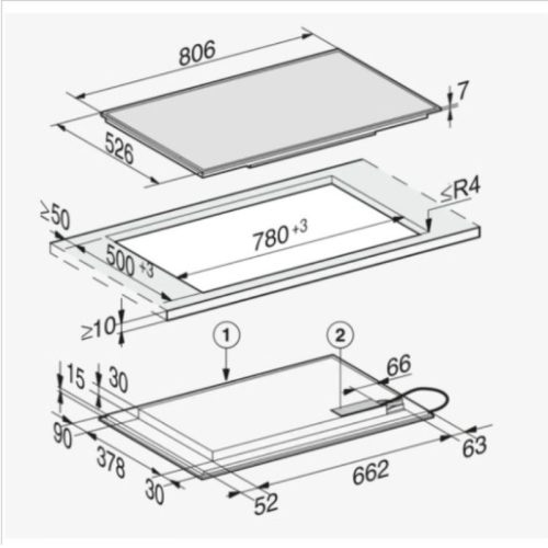 Bếp từ đa điểm Miele 6 vùng nấu KM 7575 FL lắp âm 6 kich thuoc bep tu da diem miele 6 vung nau km 7575 fl lap am
