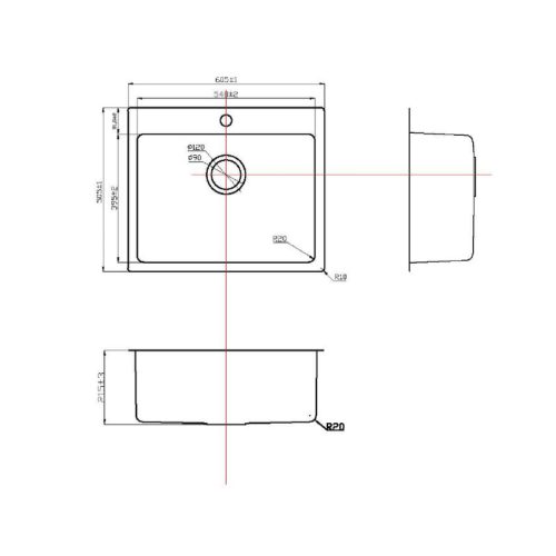 Chậu rửa bát Konox Neron 600T 7 kich thuoc chau rua bat konox neron 600t