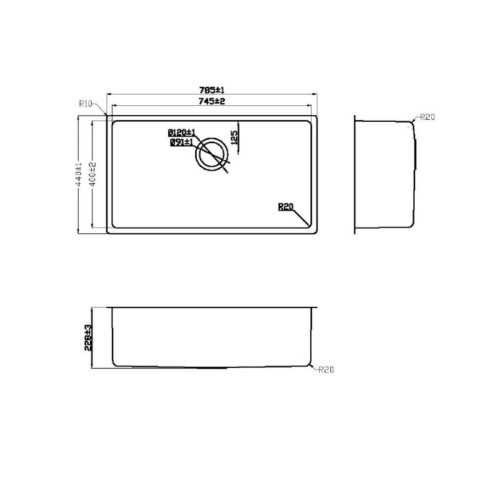Chậu rửa bát Konox STELO 780U 7 kich thuoc chau rua bat konox stelo 780u