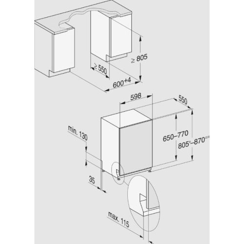 Máy rửa chén âm toàn phần Miele G 7790 SCVi K20 AutoDos 9 kkich thuoc may rua chen am toan phan miele g 7790 scvi k20 autodos