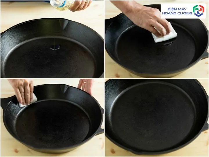 Hướng Dẫn Chọn Mua Và Sử Dụng Chảo Gang Bếp Từ Chất Lượng Cao Giá Rẻ 9 các bước tôi dầu cho chảo gang bếp từ mới