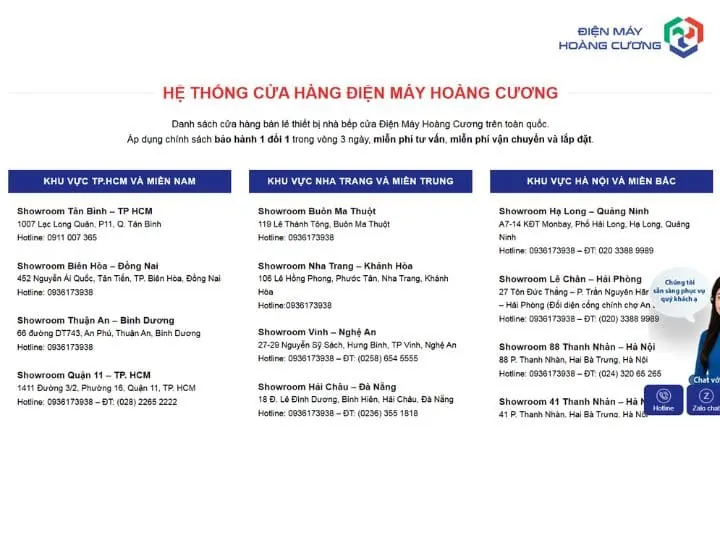 Chính sách bảo hành bếp từ Hafele chính hãng tại Điện Máy Hoàng Cương 5 trung tâm bảo hành Hafele