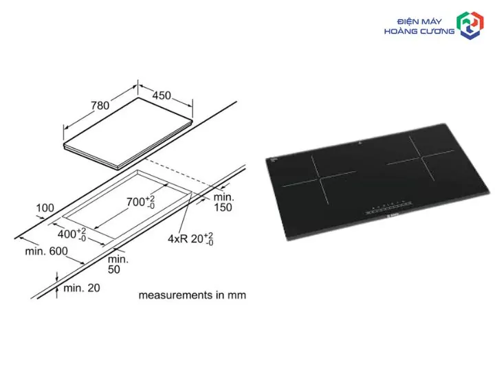 Tổng Hợp Kích Thước Bếp Từ Bosch Chuẩn Nhất & Hướng Dẫn Lắp Đặt 2025 4 Kích thước bếp từ Bosch 2 vùng nấu