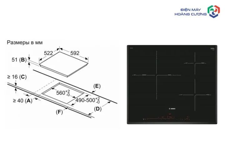 Tổng Hợp Kích Thước Bếp Từ Bosch Chuẩn Nhất & Hướng Dẫn Lắp Đặt 2025 5 Kích thước bếp từ Bosch 3 vùng nấu