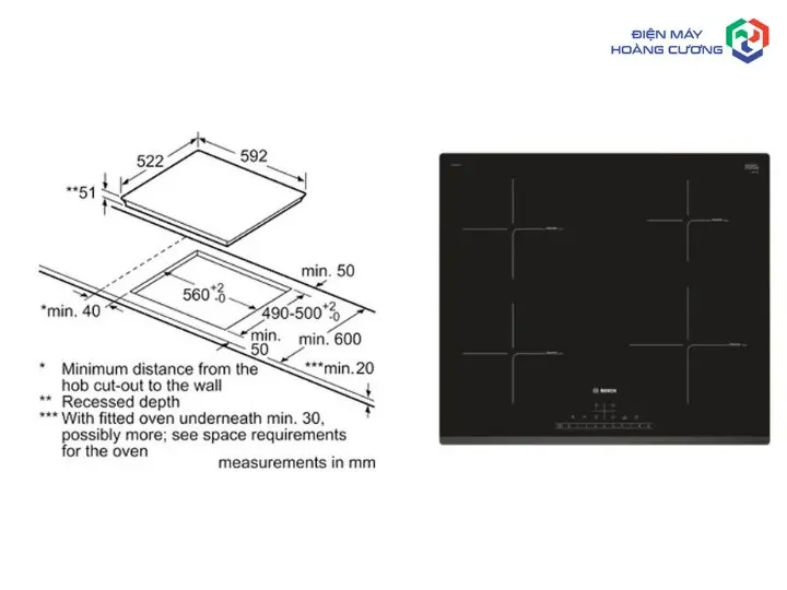 Tổng Hợp Kích Thước Bếp Từ Bosch Chuẩn Nhất & Hướng Dẫn Lắp Đặt 2025 6 Kích thước bếp từ Bosch 4 vùng nấu