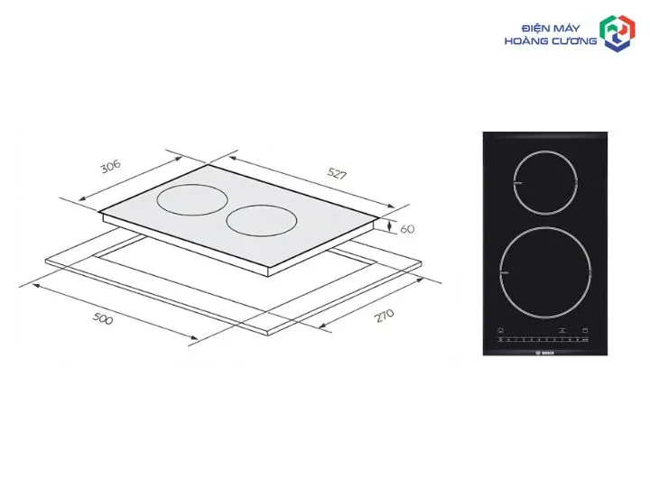 Tổng Hợp Kích Thước Bếp Từ Bosch Chuẩn Nhất & Hướng Dẫn Lắp Đặt 2025 3 Kích thước bếp từ Bosch domino