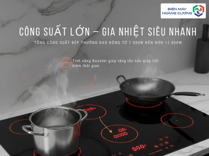 Bếp từ 6 vùng nấu công suất lớn