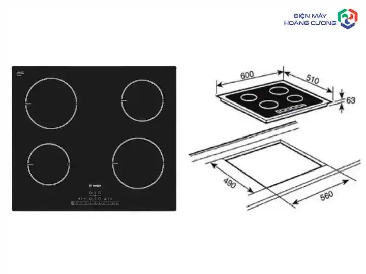 kích thước bếp từ 4 vùng nấu