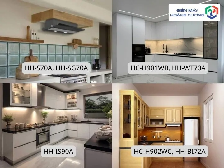 máy hút mùi Hafele trên 3 nền không gian bếp khác nhau
