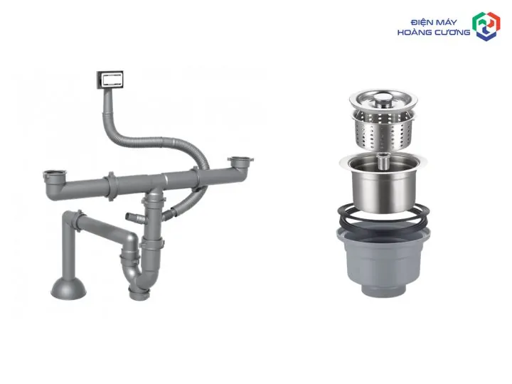 Cấu tạo siphon hình chữ T và bát rác 3 lớp