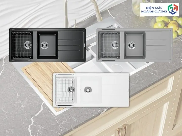 Chậu đá Granite Konox với 3 màu đen, xám, trắng